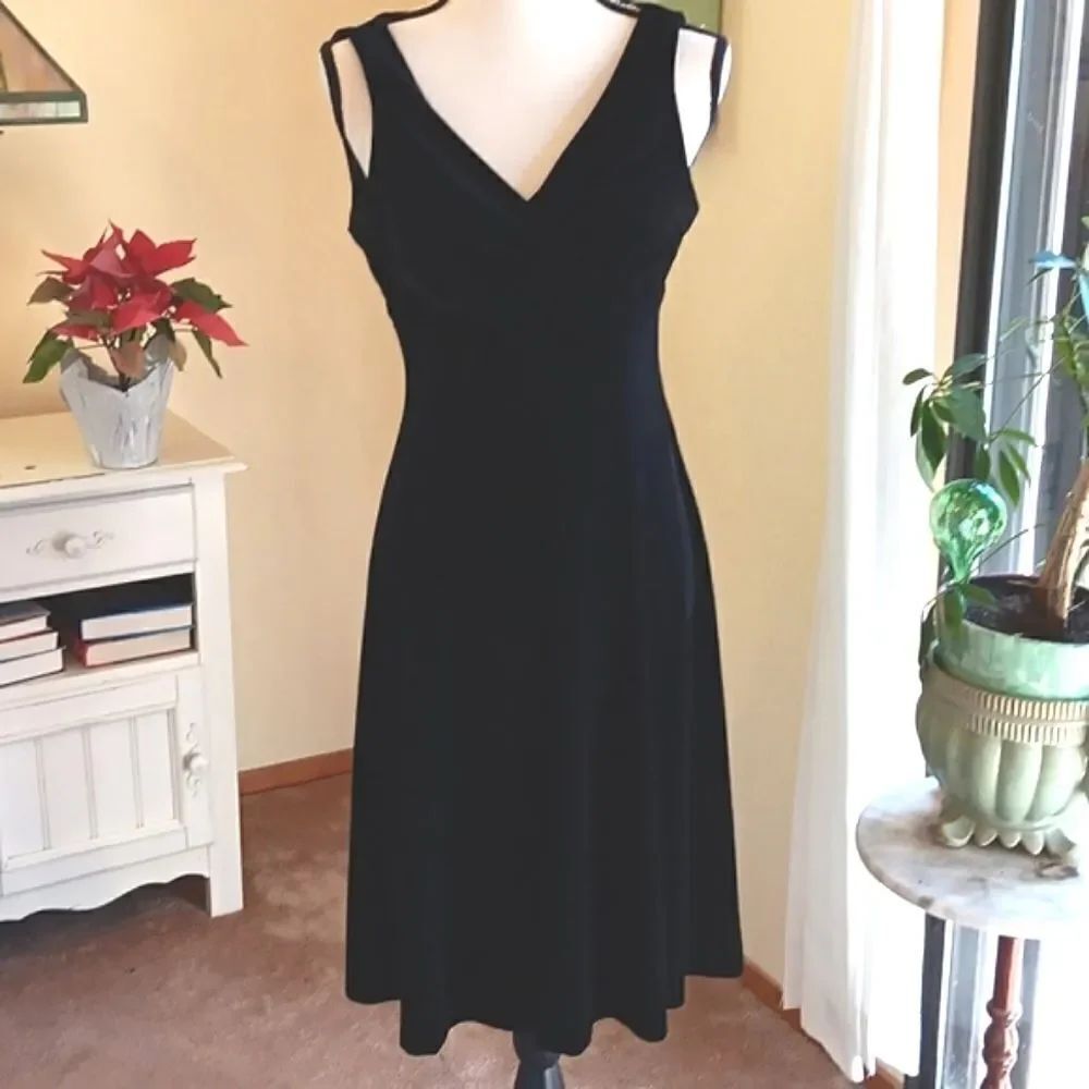 Evan Picone Black Velvet Dress